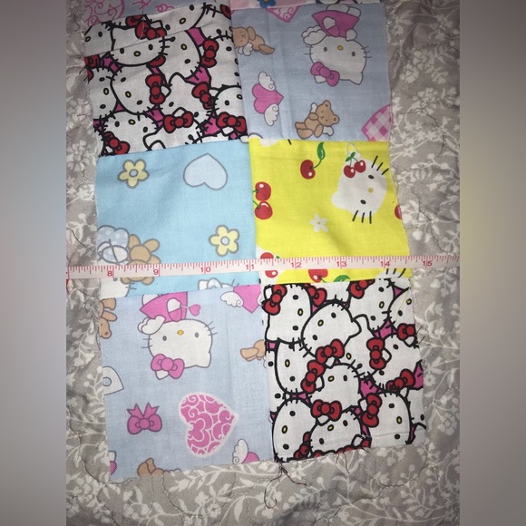 Vintage Hello Kitty Sanrio fabric quilting square scraps - Picture 6 of 9